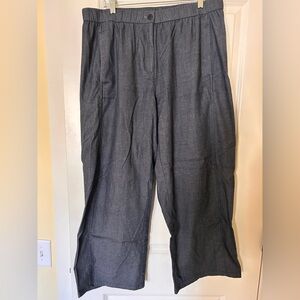 Eileen Fisher Wide Leg Gray Pants with Elastic Waistband